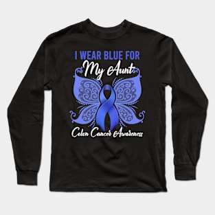 I Wear Blue for My Aunt Colon Cancer Awareness Long Sleeve T-Shirt